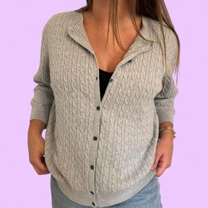 Tommy Hilfiger Light Gray Cable Knit Cardigan